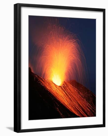 Strombolian Eruption of Stromboli Volcano, Aeolian Islands, Mediterranian Sea, Italy-Stocktrek Images-Framed Photographic Print