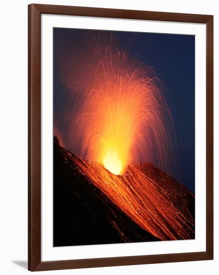 Strombolian Eruption of Stromboli Volcano, Aeolian Islands, Mediterranian Sea, Italy-Stocktrek Images-Framed Photographic Print