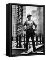 Structural Steel Worker Standing on a Girder-Grey Villet-Framed Stretched Canvas