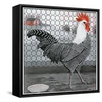 Strutting Black and White Rooster-Charles Bull-Framed Stretched Canvas