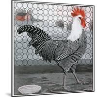 Strutting Black and White Rooster-Charles Bull-Mounted Giclee Print