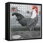 Strutting Black and White Rooster-Charles Bull-Framed Stretched Canvas