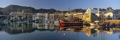The boat filled harbour and mountains with mirror reflection, Kyrenia (Girne)