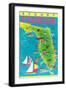 Stuart, Florida, Map with Attractions-null-Framed Art Print