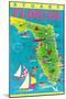 Stuart, Florida, Map with Attractions-null-Mounted Art Print