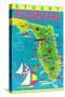 Stuart, Florida, Map with Attractions-null-Stretched Canvas