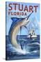 Stuart, Florida - Marlin Fishing Scene-Lantern Press-Stretched Canvas