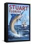 Stuart, Florida - Marlin Fishing Scene-Lantern Press-Framed Stretched Canvas