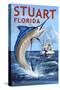 Stuart, Florida - Marlin Fishing Scene-Lantern Press-Stretched Canvas