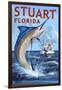 Stuart, Florida - Marlin Fishing Scene-Lantern Press-Framed Art Print