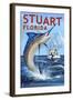 Stuart, Florida - Marlin Fishing Scene-Lantern Press-Framed Art Print