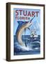 Stuart, Florida - Marlin Fishing Scene-Lantern Press-Framed Art Print