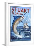 Stuart, Florida - Marlin Fishing Scene-Lantern Press-Framed Art Print