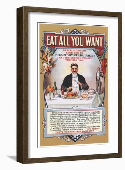 Stuart's Dyspepsia, Eating Restaurants, Greed, Gluttony, USA, 1910-null-Framed Giclee Print