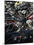 Studded Leather Bike Seats-null-Mounted Photographic Print