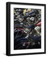 Studded Leather Bike Seats-null-Framed Photographic Print