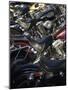 Studded Leather Bike Seats-null-Mounted Photographic Print