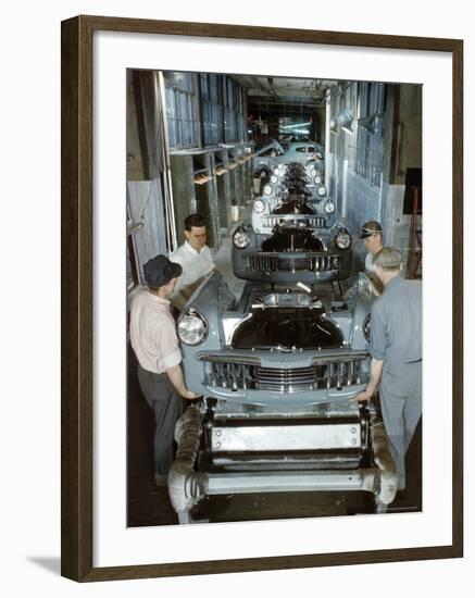 Studebaker Assembly Line in South Bend Indiana, c.1946-Bernard Hoffman-Framed Photographic Print