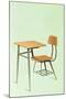 Student Chair and Desk Combo-null-Mounted Art Print