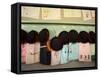 Student Hats and Bags Hanging Up, Elementary School, Tokyo, Honshu, Japan-Christian Kober-Framed Stretched Canvas