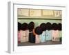 Student Hats and Bags Hanging Up, Elementary School, Tokyo, Honshu, Japan-Christian Kober-Framed Photographic Print