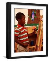 Student in Kindergarten Art Class-Bill Bachmann-Framed Photographic Print