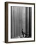 Student Leaning Against Ionic Columns at Entrance of Main Building at MIT-Gjon Mili-Framed Premium Photographic Print