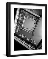 Student Nurses Lining the Railings of Stairwell at Roosevelt Hospital-Alfred Eisenstaedt-Framed Photographic Print