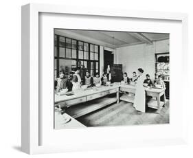 Student Teacher in a Cookery Lesson, Battersea Polytechnic, London, 1907-null-Framed Photographic Print