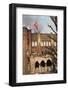 Student Waving Flag from Top of Building-null-Framed Photographic Print