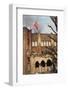 Student Waving Flag from Top of Building-null-Framed Photographic Print