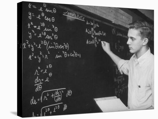 Student Working Calculus Problems on Blackboard at Walnut Hills High School-null-Stretched Canvas