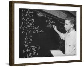 Student Working Calculus Problems on Blackboard at Walnut Hills High School-null-Framed Photographic Print