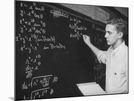 Student Working Calculus Problems on Blackboard at Walnut Hills High School-null-Mounted Photographic Print