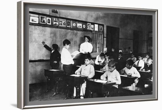 Students and Teacher in Public School Classroom-null-Framed Art Print