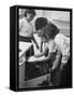 Students Baking a Pie at Saddle Rock School-Allan Grant-Framed Stretched Canvas