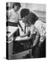 Students Baking a Pie at Saddle Rock School-Allan Grant-Stretched Canvas