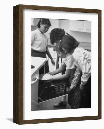 Students Baking a Pie at Saddle Rock School-Allan Grant-Framed Photographic Print