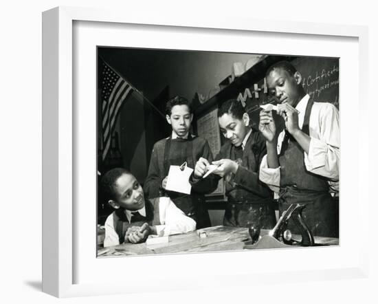 Students Build Airplane Models-null-Framed Photographic Print