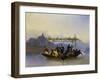 Students Crossing the Rhine at the Drachenfels Mountain, 1839-Caspar Netscher-Framed Giclee Print