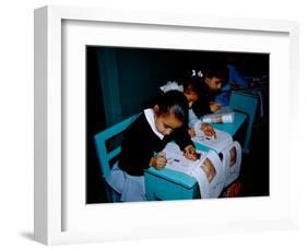 Students Draw in Workbooks, Franciscan Sister's Girl's School, Luxor Museum, Luxor, Egypt-Cindy Miller Hopkins-Framed Photographic Print