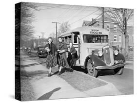 Students Getting off the School Bus-Philip Gendreau-Stretched Canvas