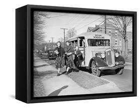Students Getting off the School Bus-Philip Gendreau-Framed Stretched Canvas