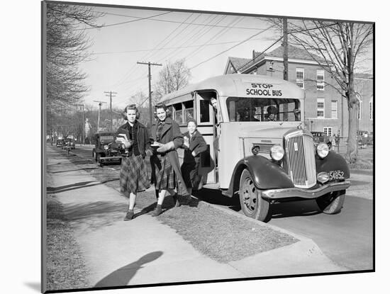 Students Getting off the School Bus-Philip Gendreau-Mounted Photographic Print
