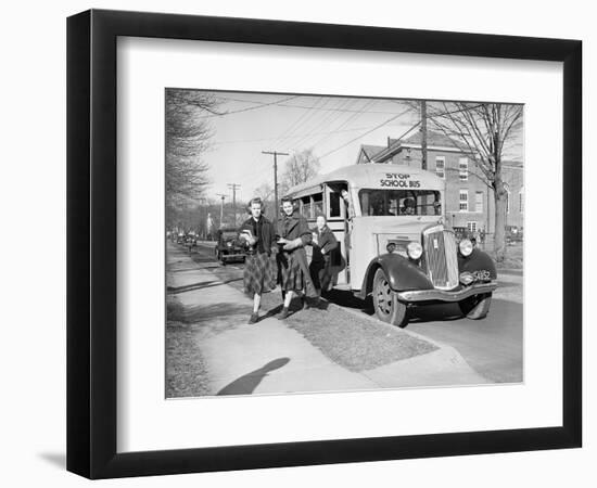 Students Getting off the School Bus-Philip Gendreau-Framed Photographic Print