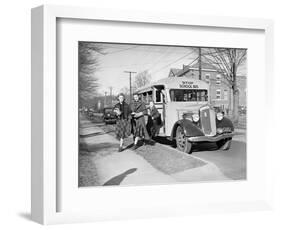 Students Getting off the School Bus-Philip Gendreau-Framed Photographic Print