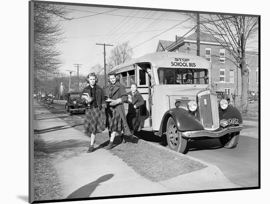 Students Getting off the School Bus-Philip Gendreau-Mounted Photographic Print