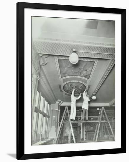 Students Painting a Design on the Ceiling, School of Building, Brixton, London, 1939-null-Framed Photographic Print