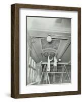 Students Painting a Design on the Ceiling, School of Building, Brixton, London, 1939-null-Framed Photographic Print