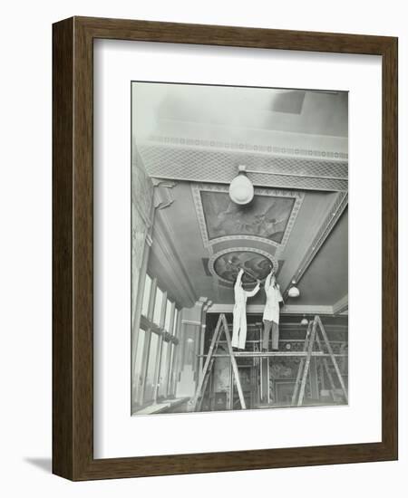 Students Painting a Design on the Ceiling, School of Building, Brixton, London, 1939-null-Framed Photographic Print